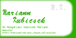 mariann kubicsek business card